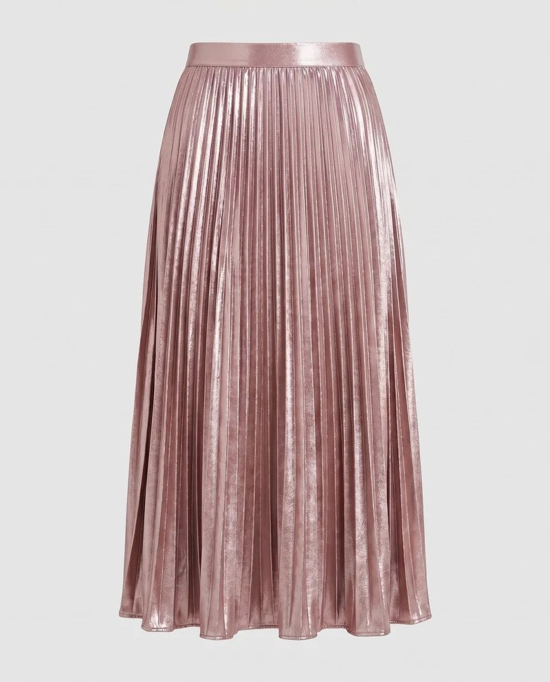 Damen Plissierter Maxi-Rock mit elastischem Taillenbund