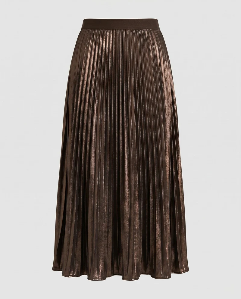 Damen Plissierter Maxi-Rock mit elastischem Taillenbund