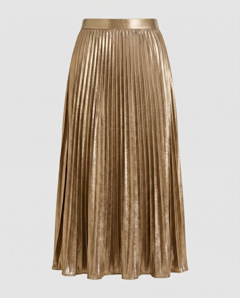 Damen Plissierter Maxi-Rock mit elastischem Taillenbund