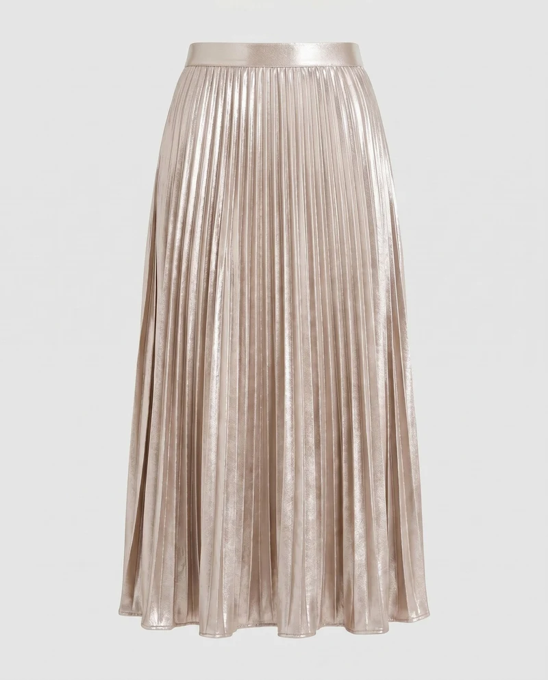 Damen Plissierter Maxi-Rock mit elastischem Taillenbund