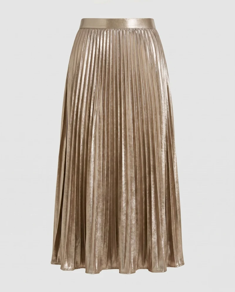 Damen Plissierter Maxi-Rock mit elastischem Taillenbund