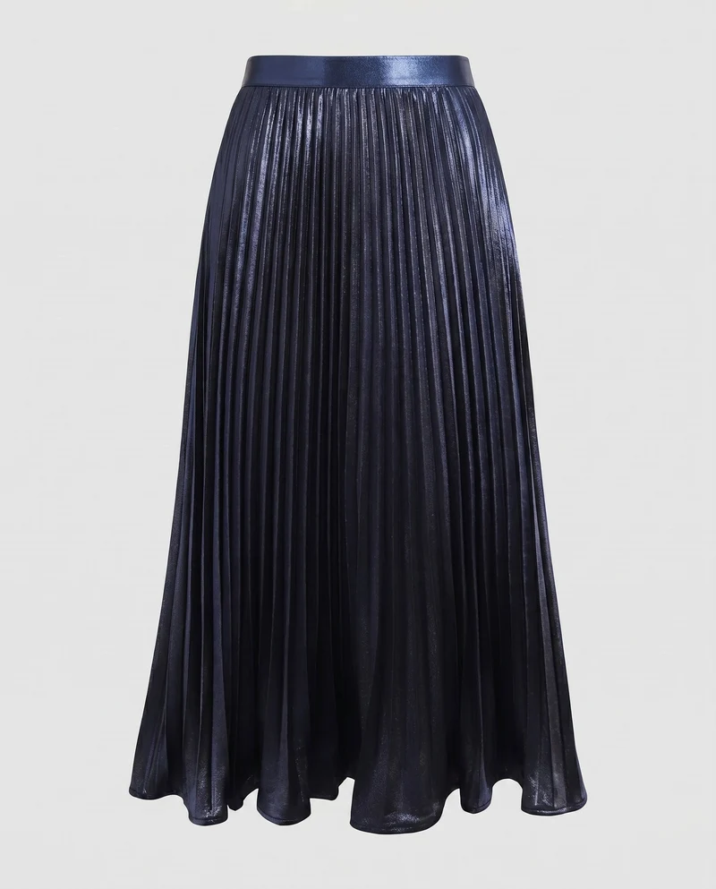 Damen Plissierter Maxi-Rock mit elastischem Taillenbund