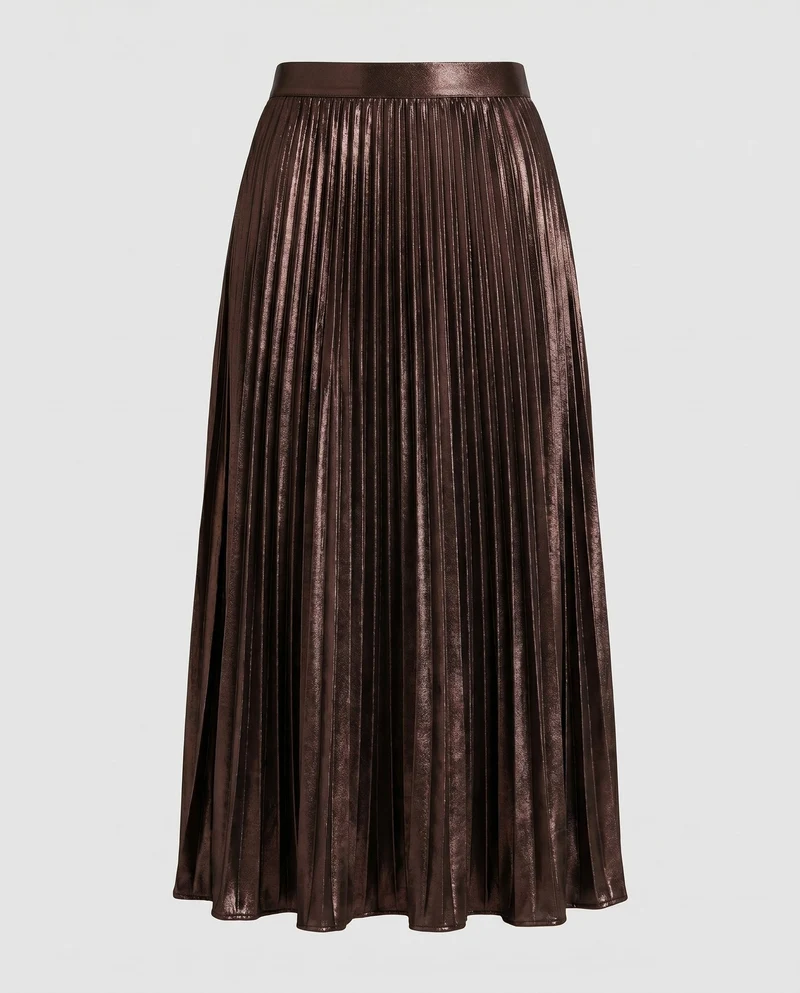 Damen Plissierter Maxi-Rock mit elastischem Taillenbund