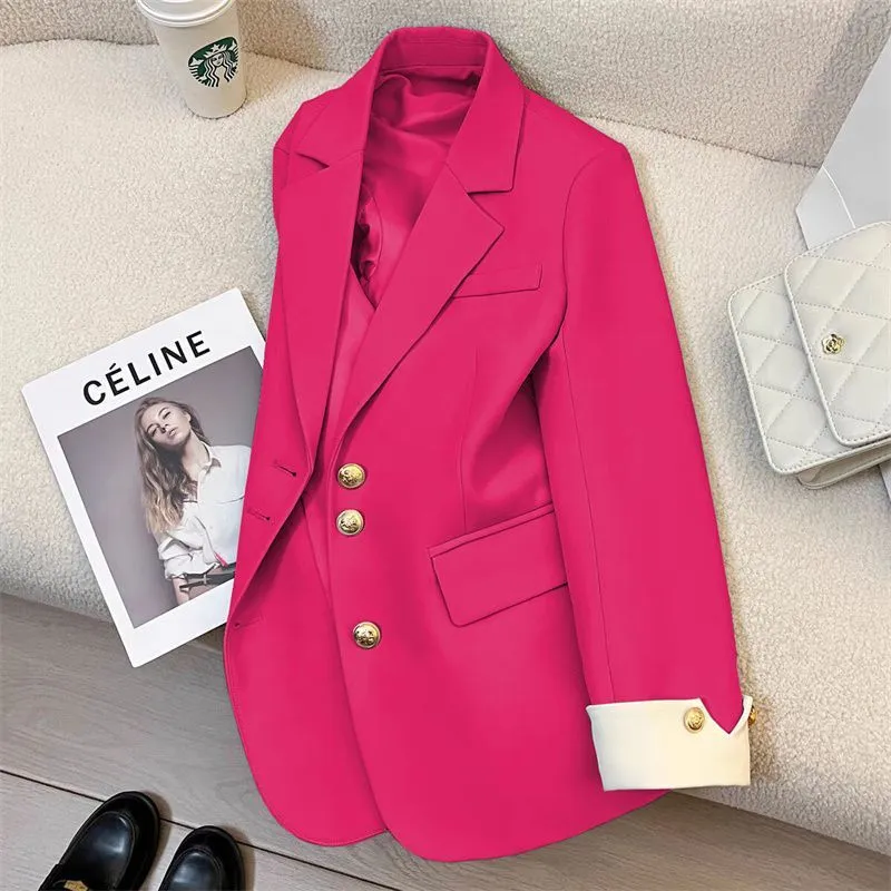 Damen Eleganter Blazer mit goldenen Knöpfen Drune