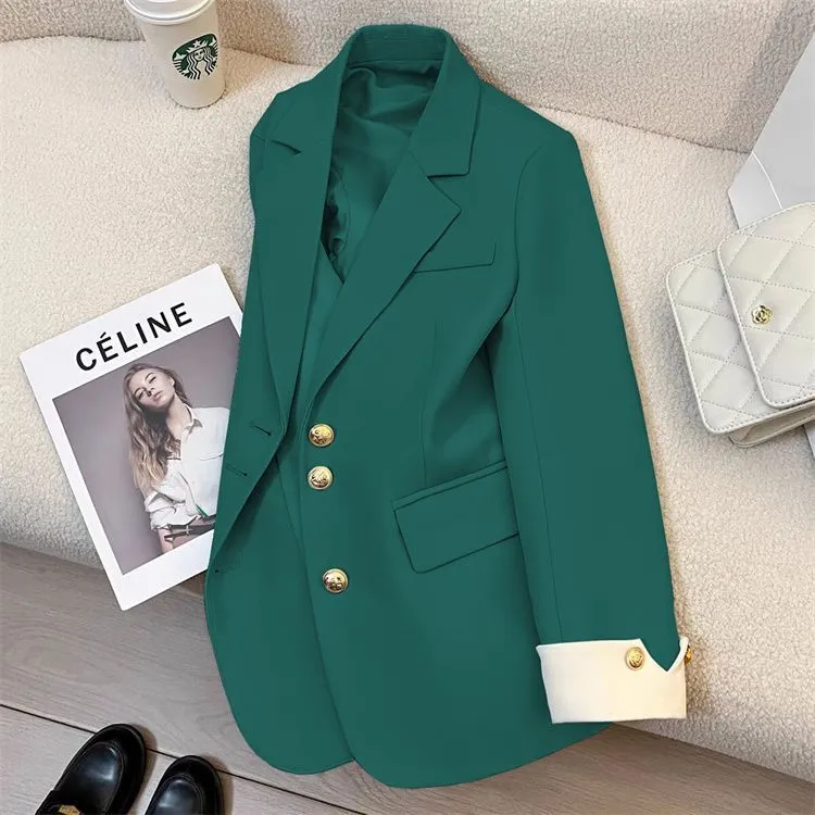 Damen Eleganter Blazer mit goldenen Knöpfen Drune