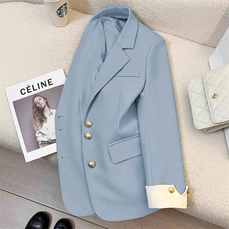 Damen Eleganter Blazer mit goldenen Knöpfen Drune