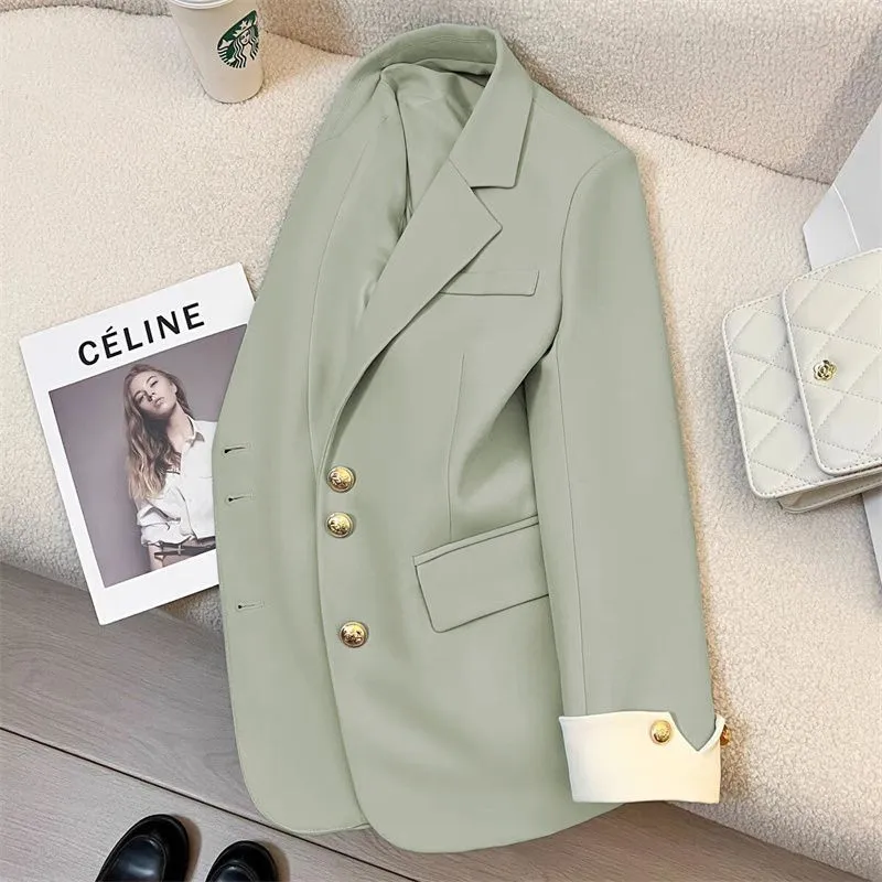 Damen Eleganter Blazer mit goldenen Knöpfen Drune