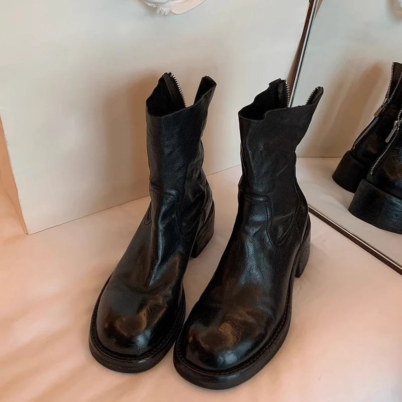 Damen modische Ankle Boots mit einzigartigem Reißverschluss und elegantem Schnitt Drune