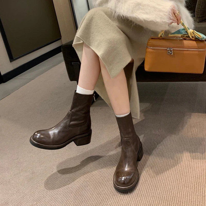 Damen modische Ankle Boots mit einzigartigem Reißverschluss und elegantem Schnitt Drune
