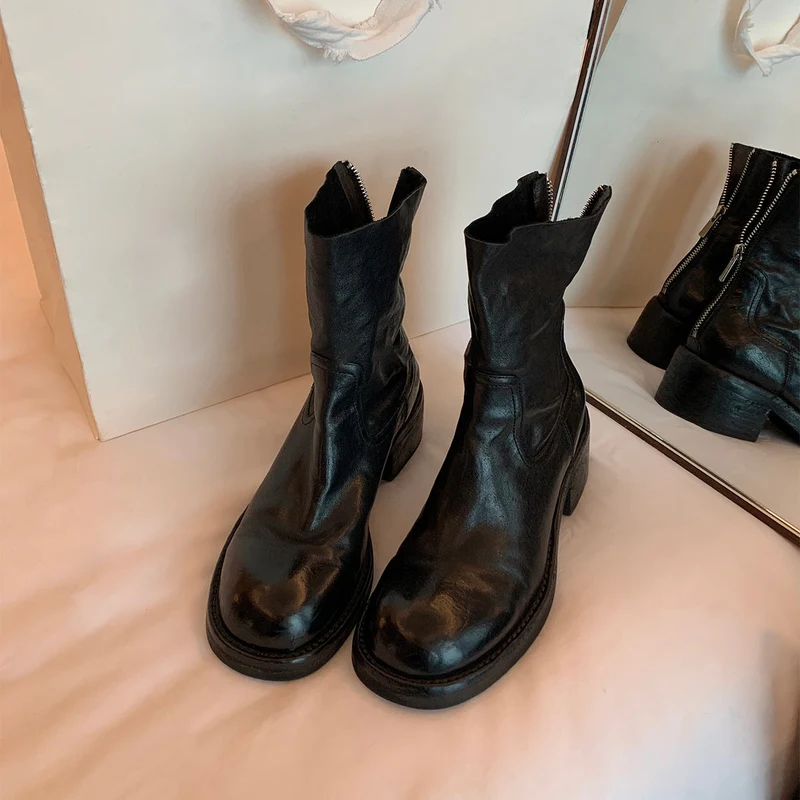 Damen modische Ankle Boots mit einzigartigem Reißverschluss und elegantem Schnitt Drune