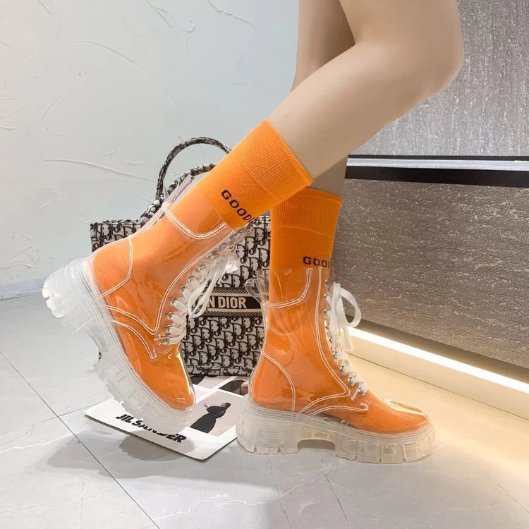Damen Transparente Chunky Stiefel mit modischem Obermaterial und robustem Sohlenprofil Drune