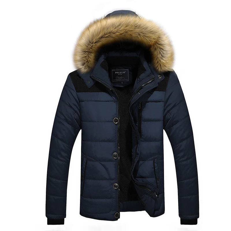 Herren Wintersteppjacke mit Kunstfellkapuze und Thermoisolierung Drune