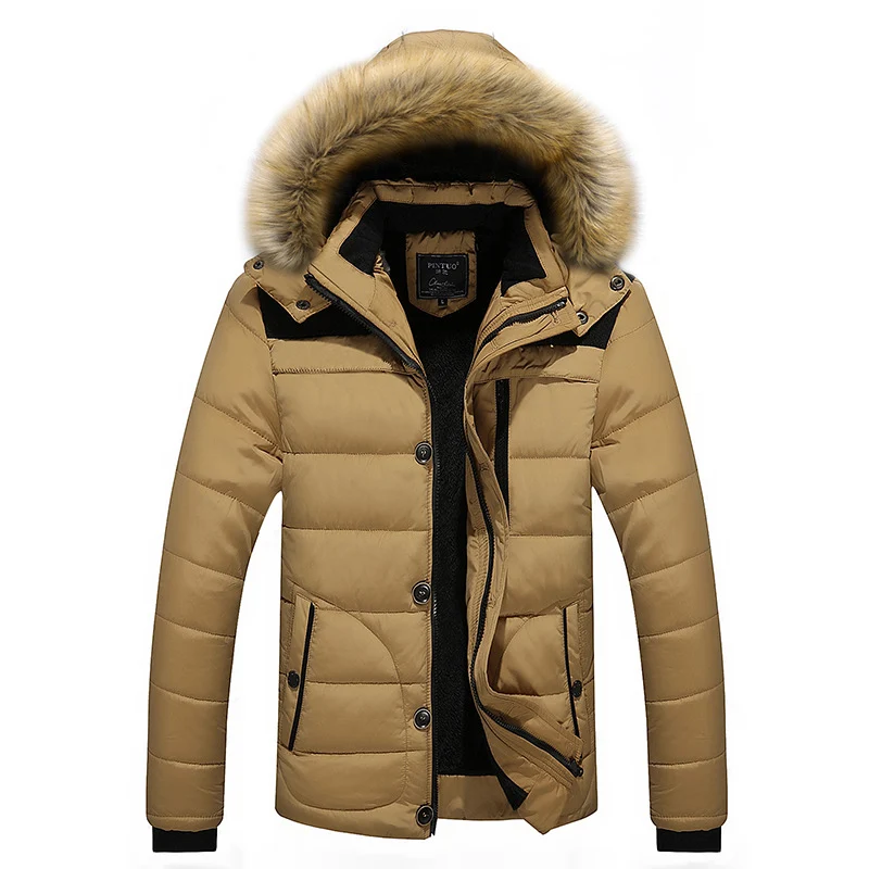 Herren Wintersteppjacke mit Kunstfellkapuze und Thermoisolierung Drune