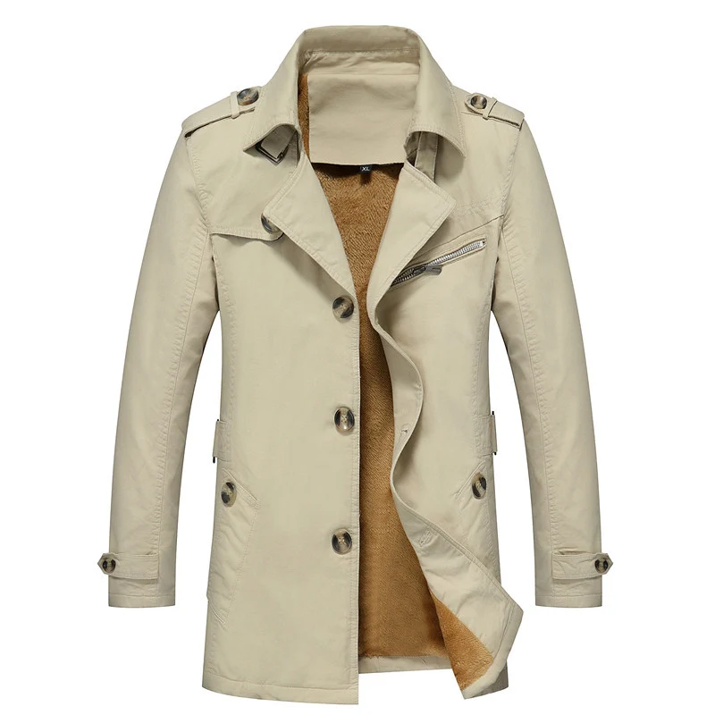Herren Winterparka Manteljacke mit Teddyfutter, Stehkragen und Reißverschluss-Details Drune