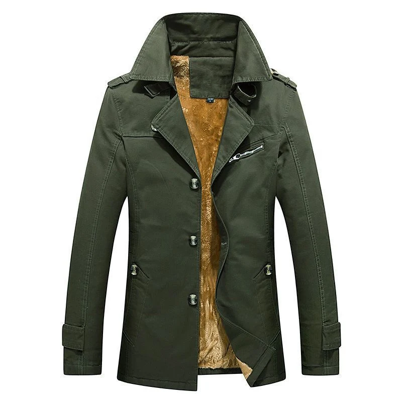 Herren Winterparka Manteljacke mit Teddyfutter, Stehkragen und Reißverschluss-Details Drune