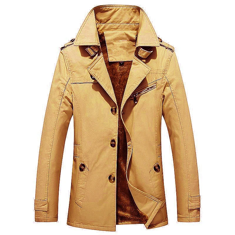 Herren Winterparka Manteljacke mit Teddyfutter, Stehkragen und Reißverschluss-Details Drune