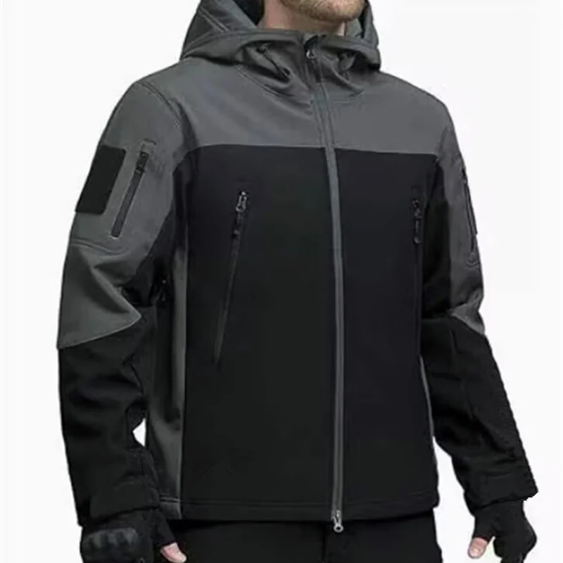Herren winddichte Softshelljacke mit Kapuze und wasserabweisender Membran Drune