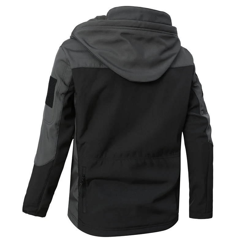 Herren winddichte Softshelljacke mit Kapuze und wasserabweisender Membran Drune