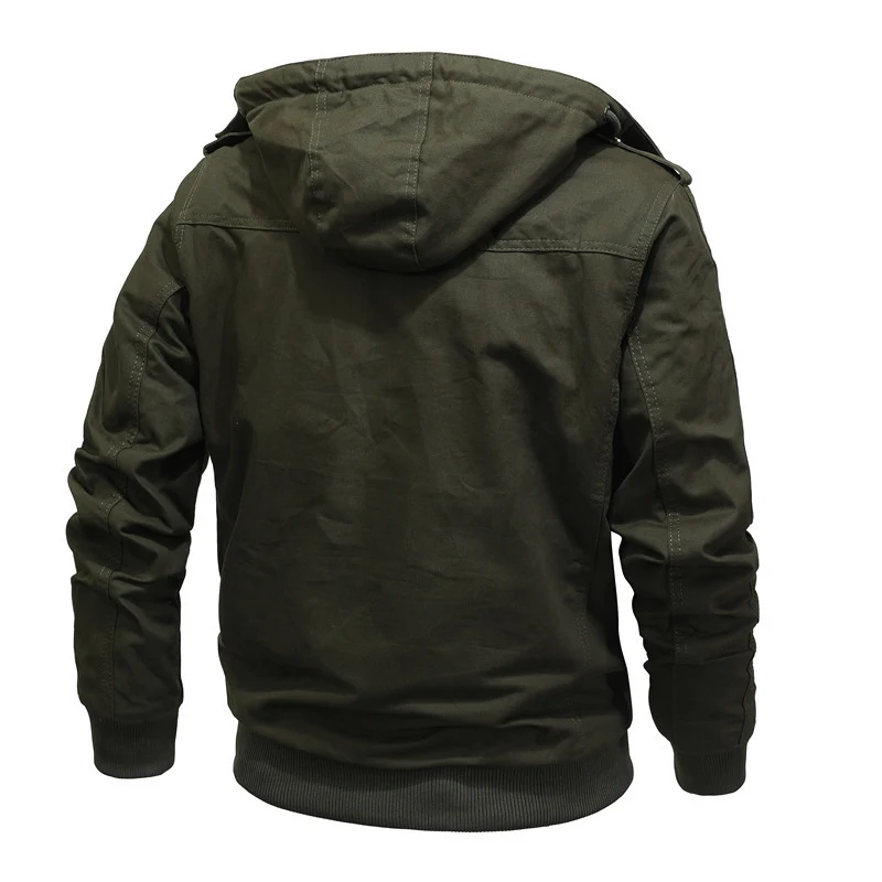 Herren Winddichte Canvas-Jacke mit Teddyfutter und Kapuze Drune
