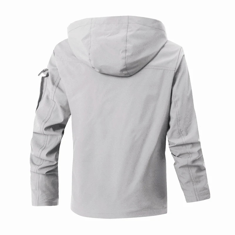 Herren Wasserdichte Utility-Jacke mit Kapuze und Mehrfachtaschen Drune