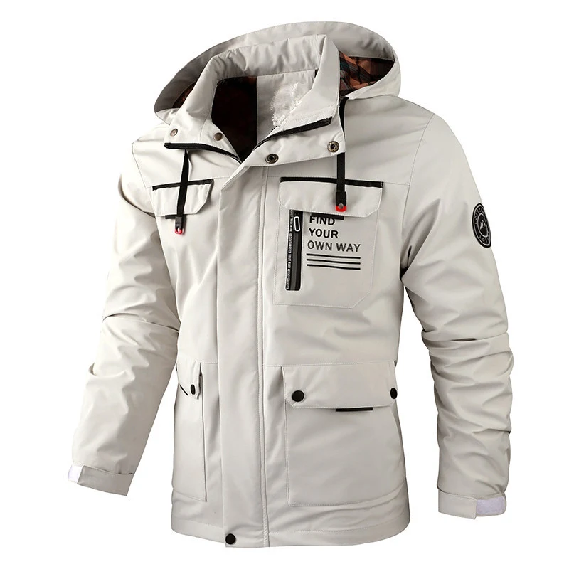 Herren wasserabweisender Utility‑Parka mit Kapuze, Mehrfach‑Taschen und Windschutz Drune