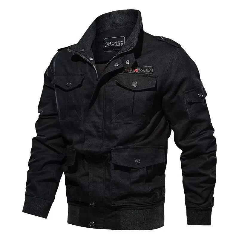 Herren Utility-Feldjacke mit Schulterklappen, mehreren Taschen und Rippbündchen Drune