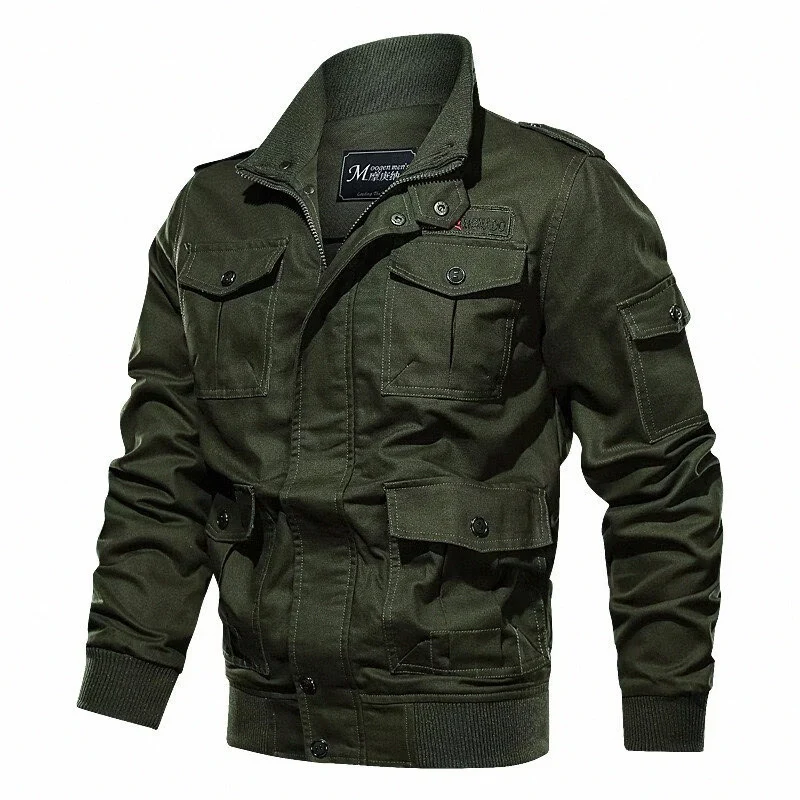 Herren Utility-Feldjacke mit Schulterklappen, mehreren Taschen und Rippbündchen Drune
