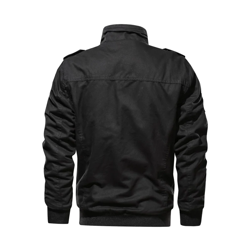 Herren Utility-Bomberjacke im Military-Stil mit Rippstehkragen und Mehrfachtaschen Drune