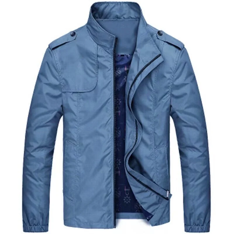 Herren Urbaner Windbreaker im Military-Look mit Stehkragen und Schulterklappen Drune