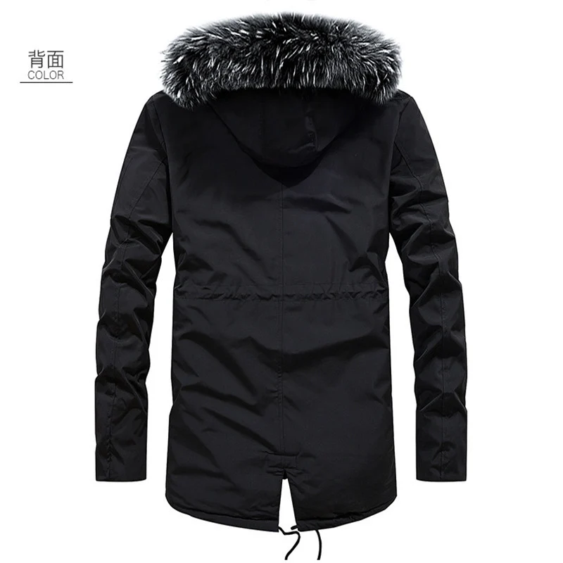 Herren Urbaner Thermo-Parka mit Kunstfellkapuze, Multifunktionstaschen und Taillenregulierung Drune