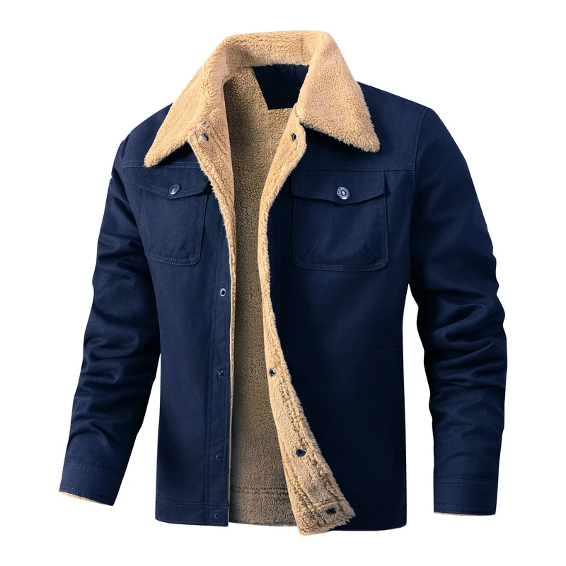 Herren Truckerjacke mit Teddyfutter und robuster Canvas-Außenlage Drune