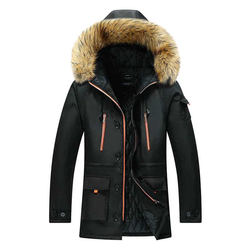 Herren Thermo-Outdoorparka mit Kunstfellkapuze, gesteppter Innenfütterung und multifunktionalen Taschen Drune