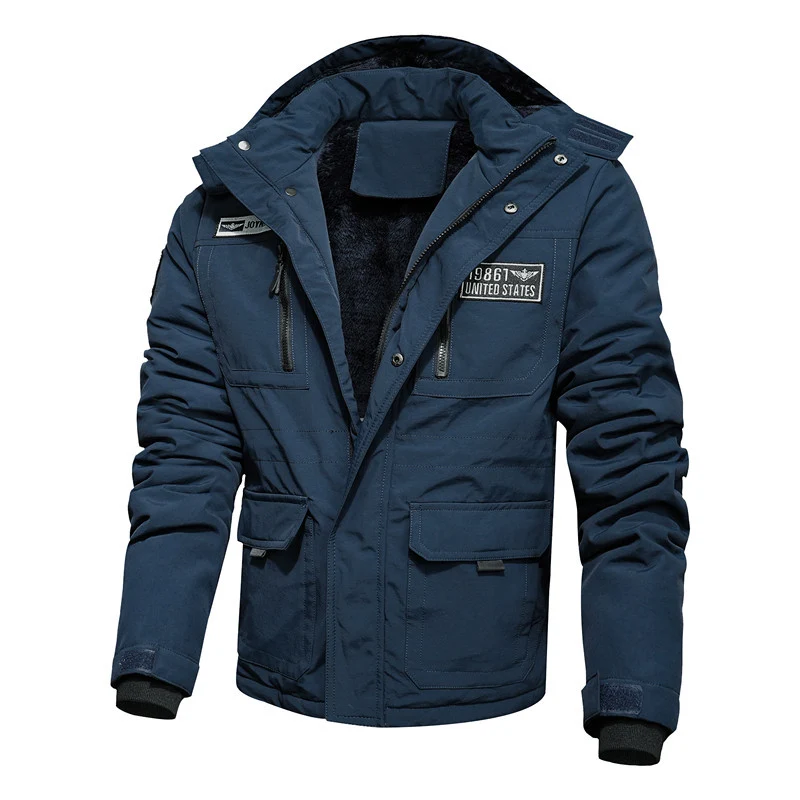 Herren Thermo-Outdoorparka mit Kunstfellkapuze, gesteppter Innenfütterung und multifunktionalen Taschen Drune