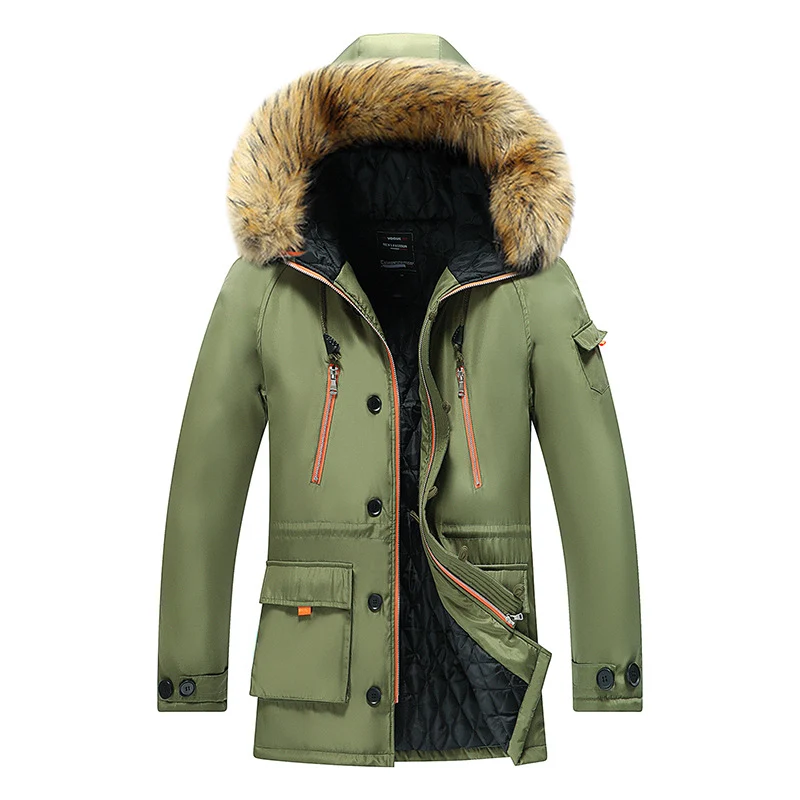 Herren Thermo-Outdoorparka mit Kunstfellkapuze, gesteppter Innenfütterung und multifunktionalen Taschen Drune
