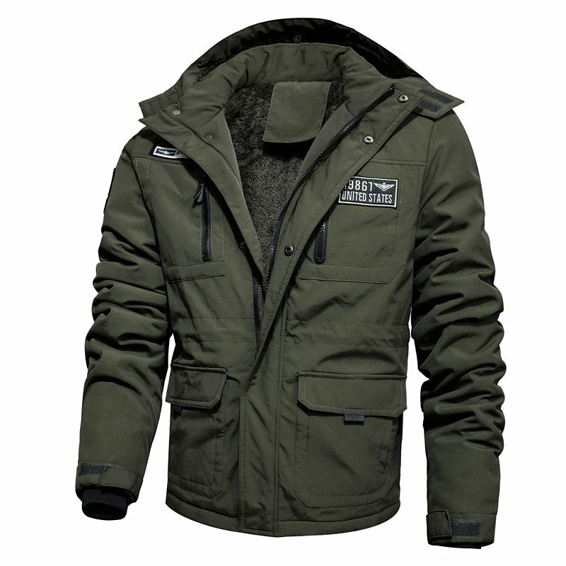 Herren Thermo-Outdoorparka mit Kunstfellkapuze, gesteppter Innenfütterung und multifunktionalen Taschen Drune