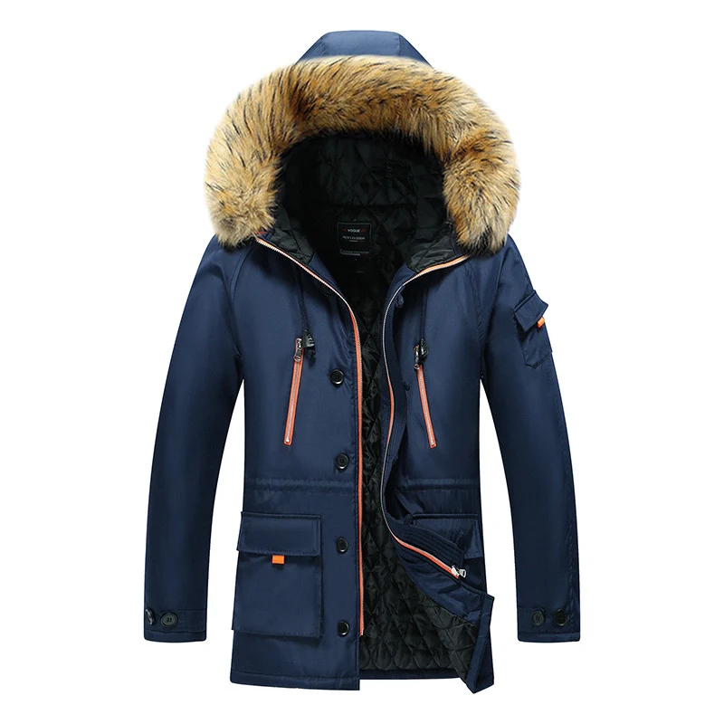 Herren Thermo-Outdoorparka mit Kunstfellkapuze, gesteppter Innenfütterung und multifunktionalen Taschen Drune