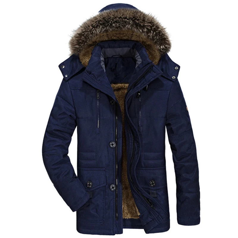 Herren Thermo-Canvasparka mit Kunstfellkapuze und Teddyfleece-Innenfutter Drune