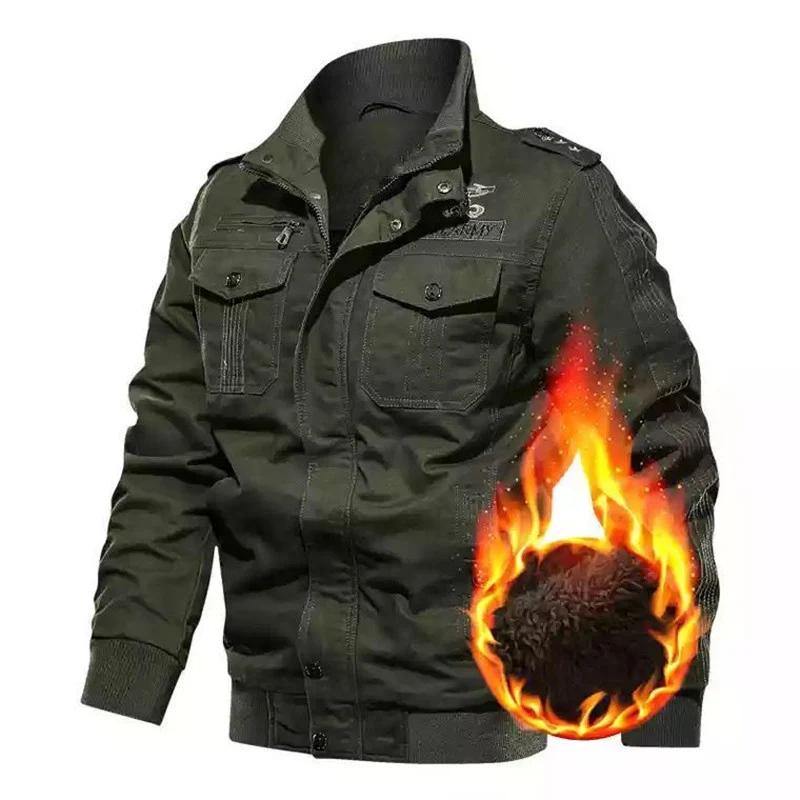 Herren Thermisch gefütterte militärische Feldjacke mit Stehkragen Drune