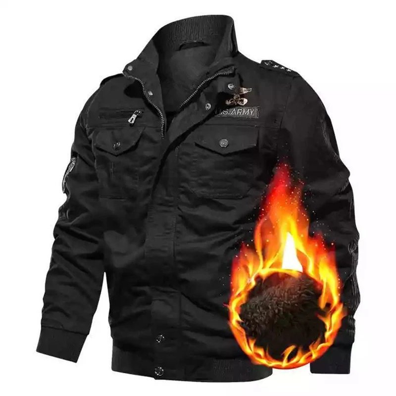 Herren Thermisch gefütterte militärische Feldjacke mit Stehkragen Drune