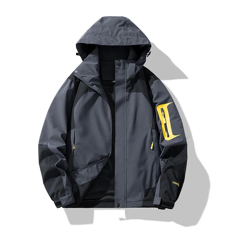 Herren Technische Outdoor-Softshelljacke mit Kapuze, Ärmeltasche und Mesh-Futter Drune