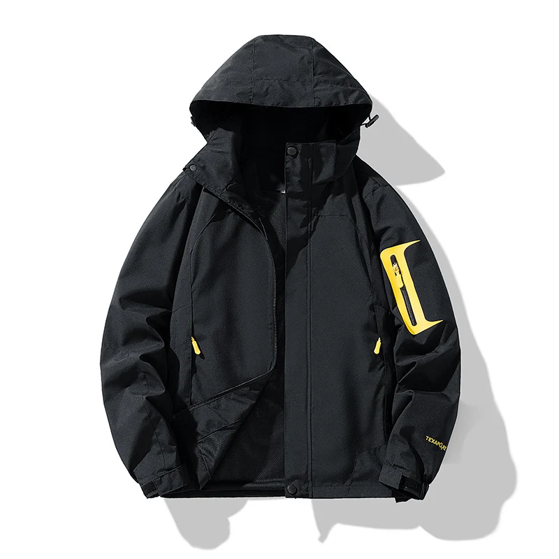 Herren Technische Outdoor-Softshelljacke mit Kapuze, Ärmeltasche und Mesh-Futter Drune