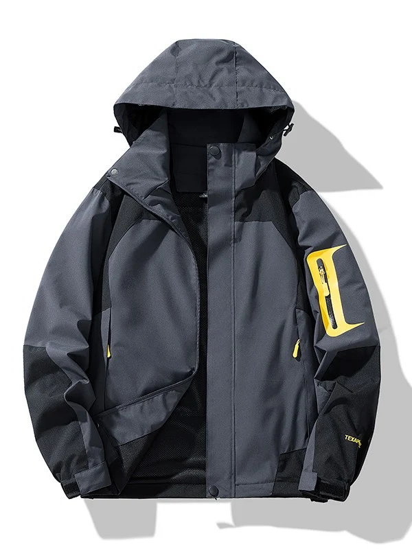 Herren Technische Outdoor-Softshelljacke mit Kapuze, Ärmeltasche und Mesh-Futter Drune