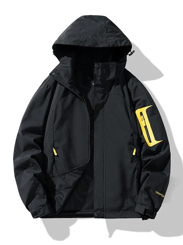 Herren Technische Outdoor-Softshelljacke mit Kapuze, Ärmeltasche und Mesh-Futter Drune