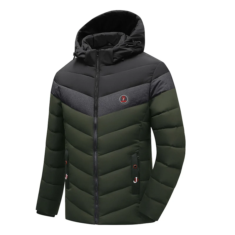 Herren Steppanorak mit Kapuze und wattierter Chevron-Isolationsjacke Drune