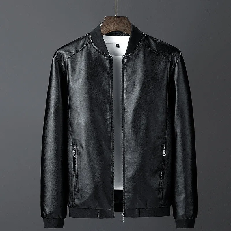 Herren Modische Kunstlederjacke mit seitlichen Reißverschlüssen