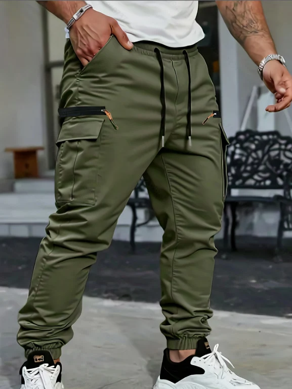 Herren Cargo-Hose mit verstellbarem Bund und Seitentaschen