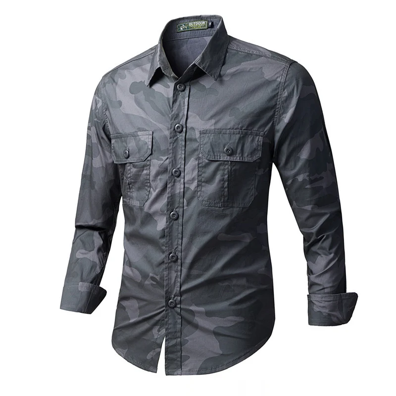 Herren Camouflage Outdoor-Hemd mit praktischen Taschen