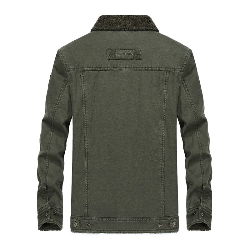 Herren Sherpa-gefütterte Canvas-Truckerjacke mit Thermofutter und Brusttaschen Drune