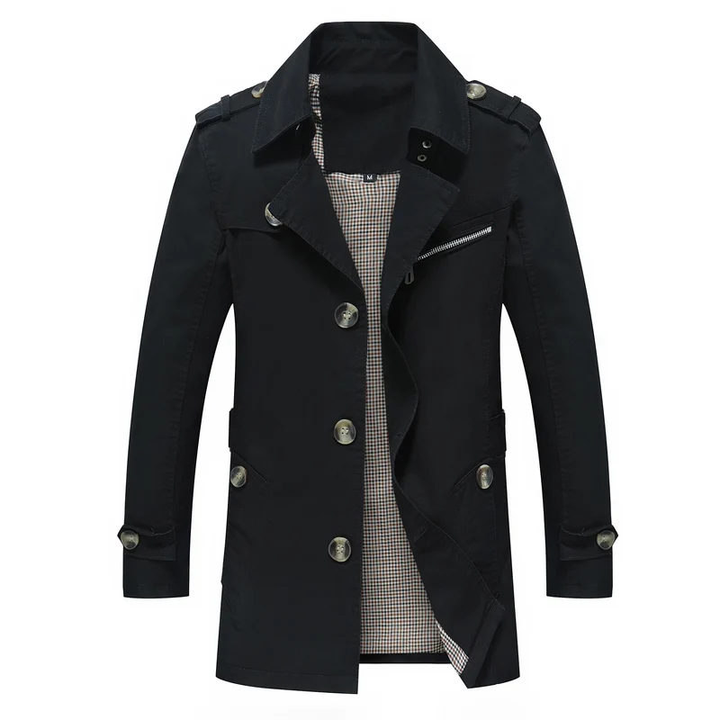 Herren Leichter Trenchcoat im Fieldstil mit Epauletten und Karofutter Drune