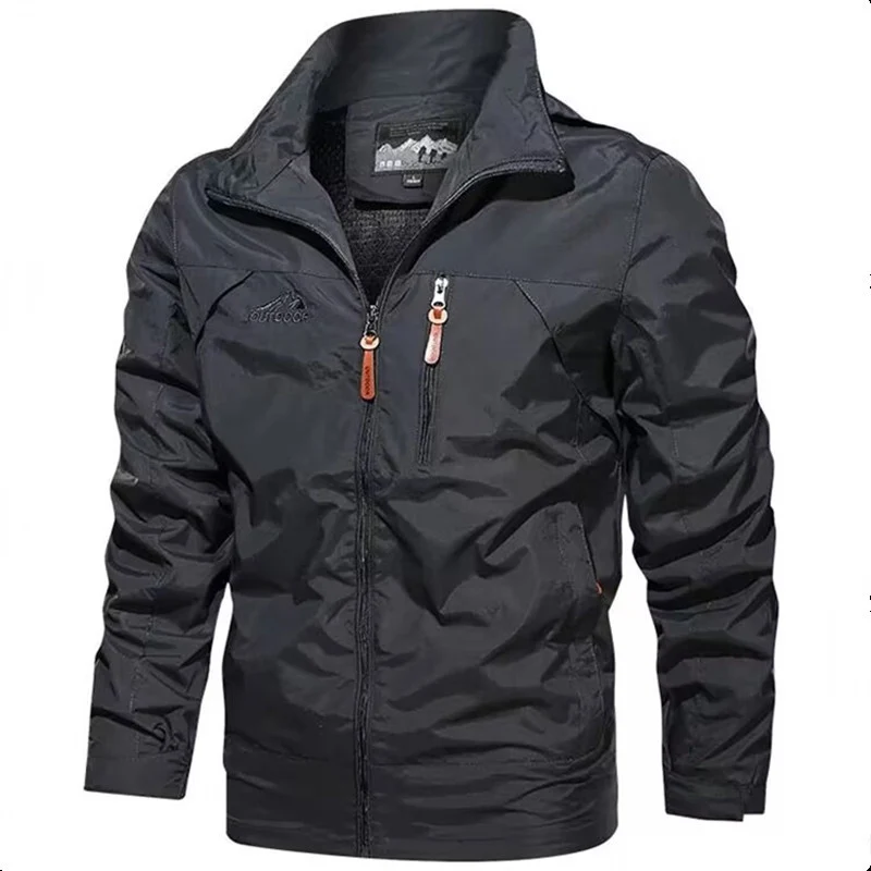 Herren Leichte wasserdichte Kapuzen-Outdoorjacke mit Brusttasche und verstellbaren Bündchen Drune